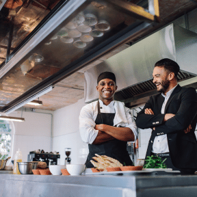 happy kitchen workers